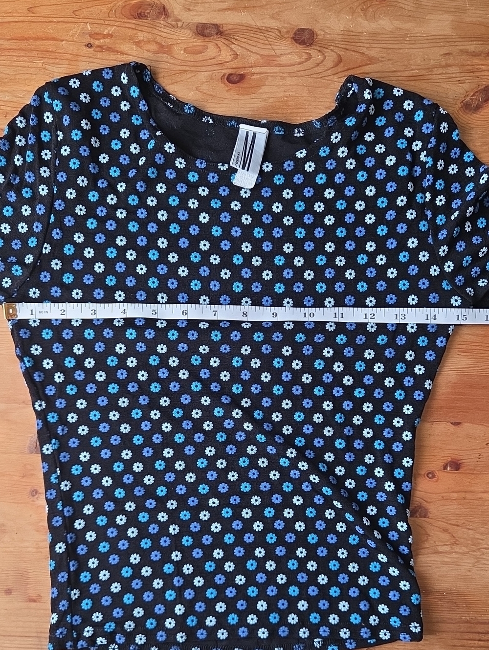 Vintage 90s Y2K Mariposa Slinky Raised Floral Dot Short Sleeve Top M - Picture 7 of 9